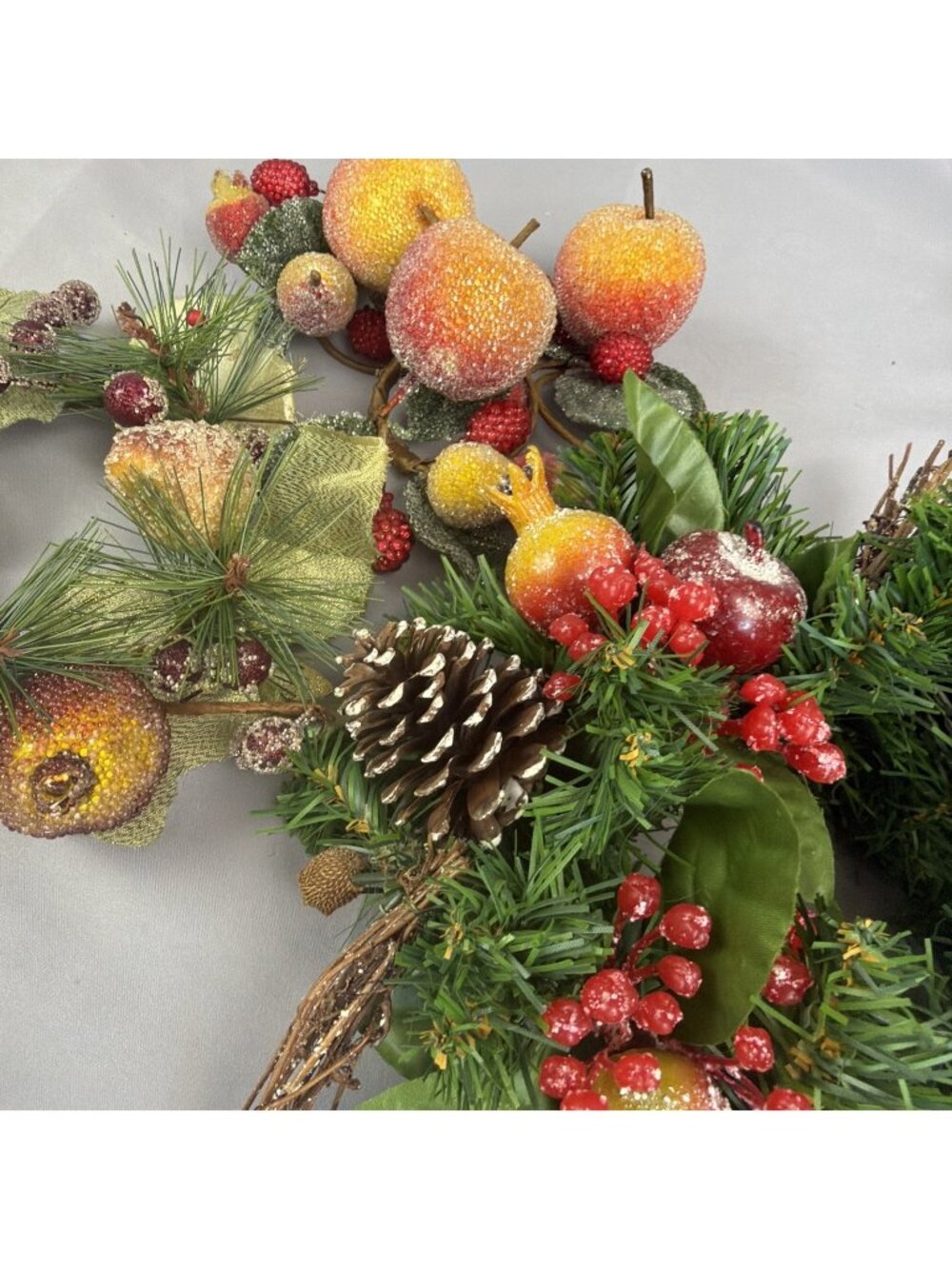 Lot Vintage Christmas Candle Rings Sugar Bead Fruit Sugared Frosted Pillar
